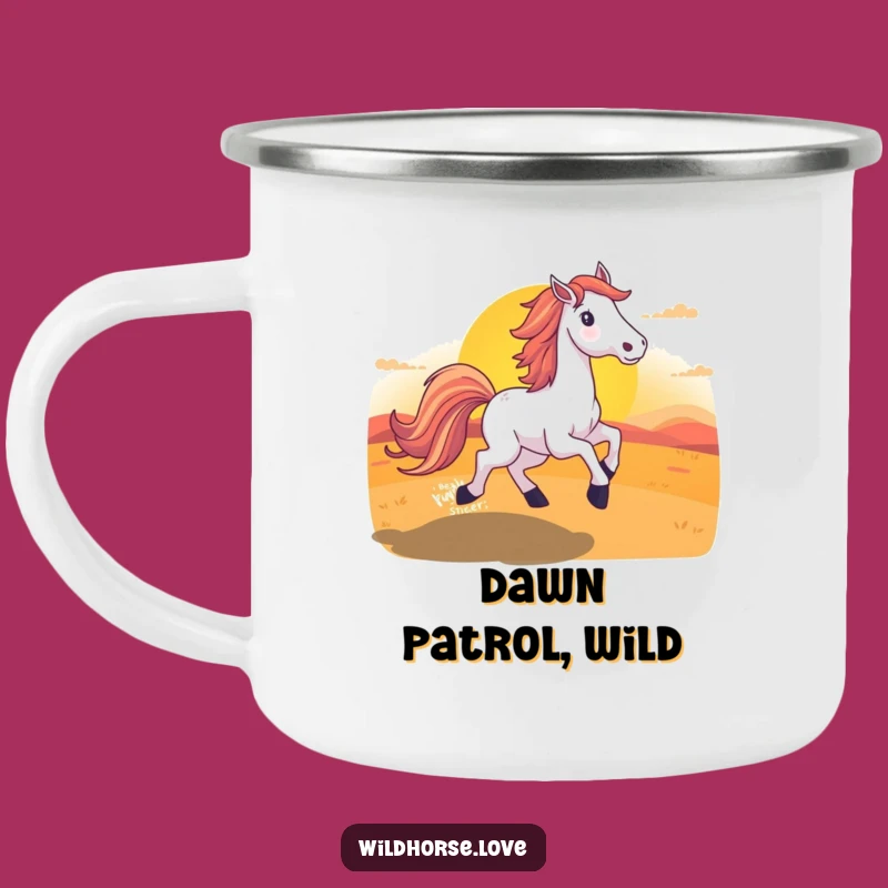 Funny Horse Camping Mug: Durable Equine Sunset Runner, Outdoor Adventure Gift
