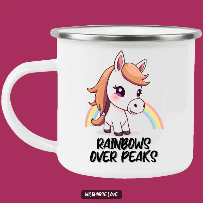 Funny Horse Rainbow Camping Mug: Outdoor Curiosity, Ideal Funny Gift for Campers!