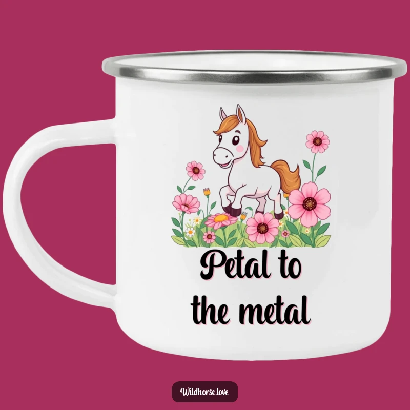 Funny Horse Camping Mug: Outdoor Gallop in Flowers, Ideal Funny Gift for Campers!