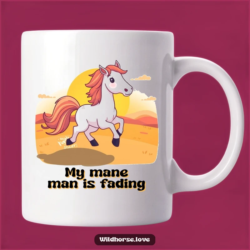 Funny Horse Sunset Mug: Majestic Equine Running into Vibrant Sky, Perfect Gift