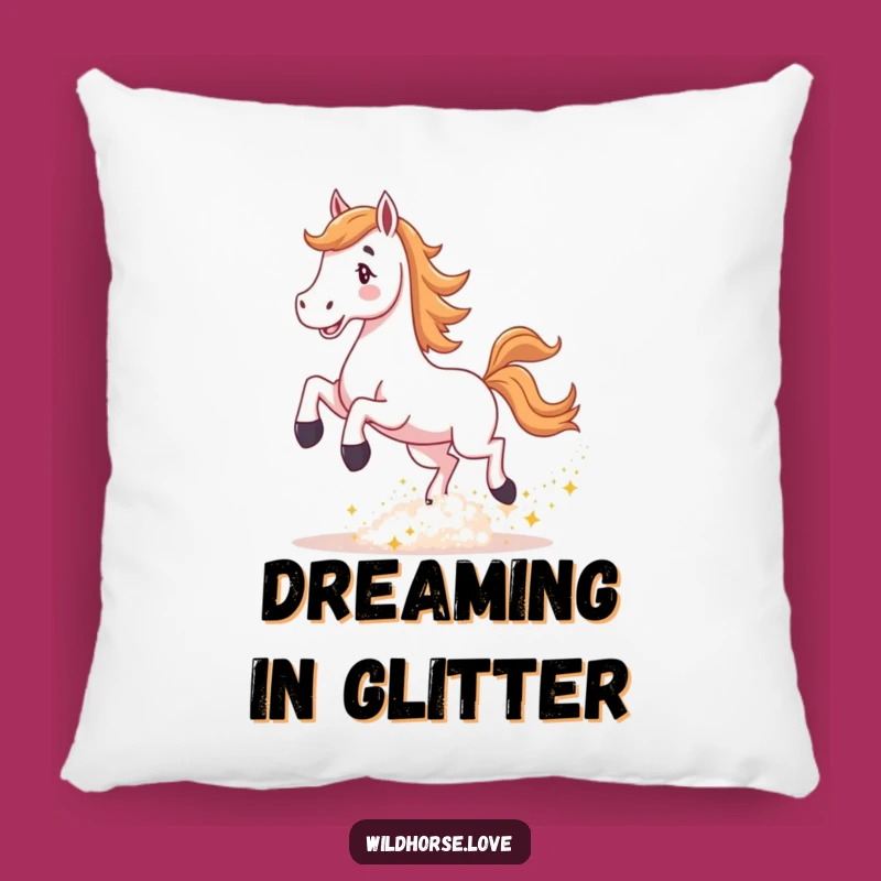 Funny Horse Sparkle Pillow: Cozy Magic Dust, Adorable Funny Gift for Dreamy Comfort!
