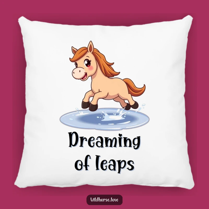 Funny Horse Puddle Pillow: Soft Joyful Horse Cushion, Cozy Decor