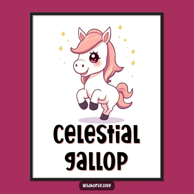Funny Horse Stardust Digital Art: High-Res Magical Horse Print