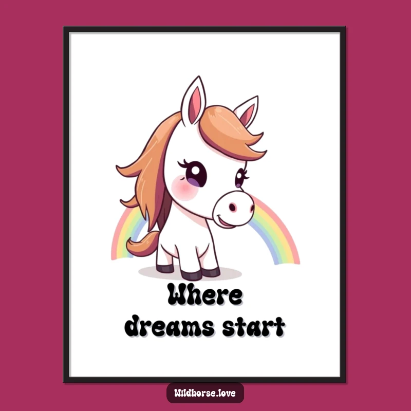 Funny Horse Rainbow Digital Art: Curious Gaze Art, Captivating Funny Gift for Walls!