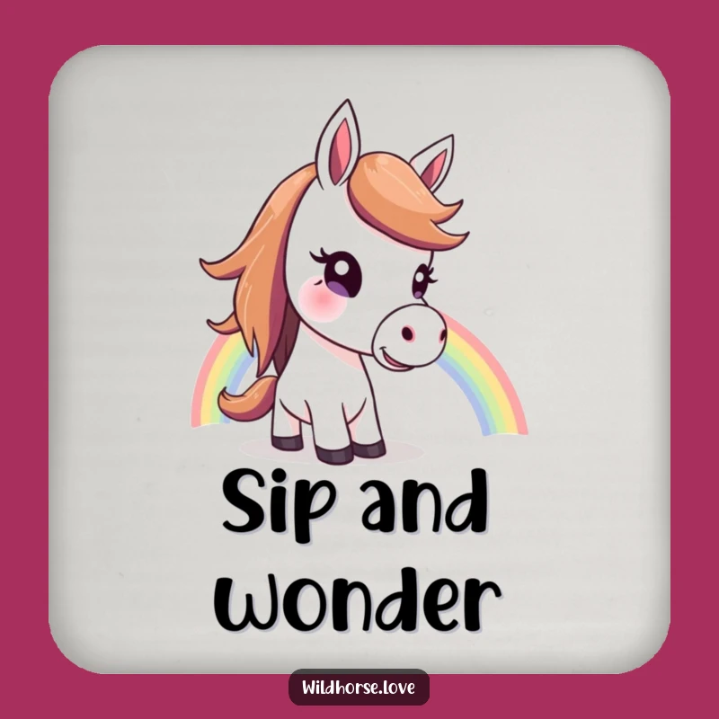 Funny Horse Rainbow Drink Coaster: Curious Protection, Cute Funny Gift for Tables!