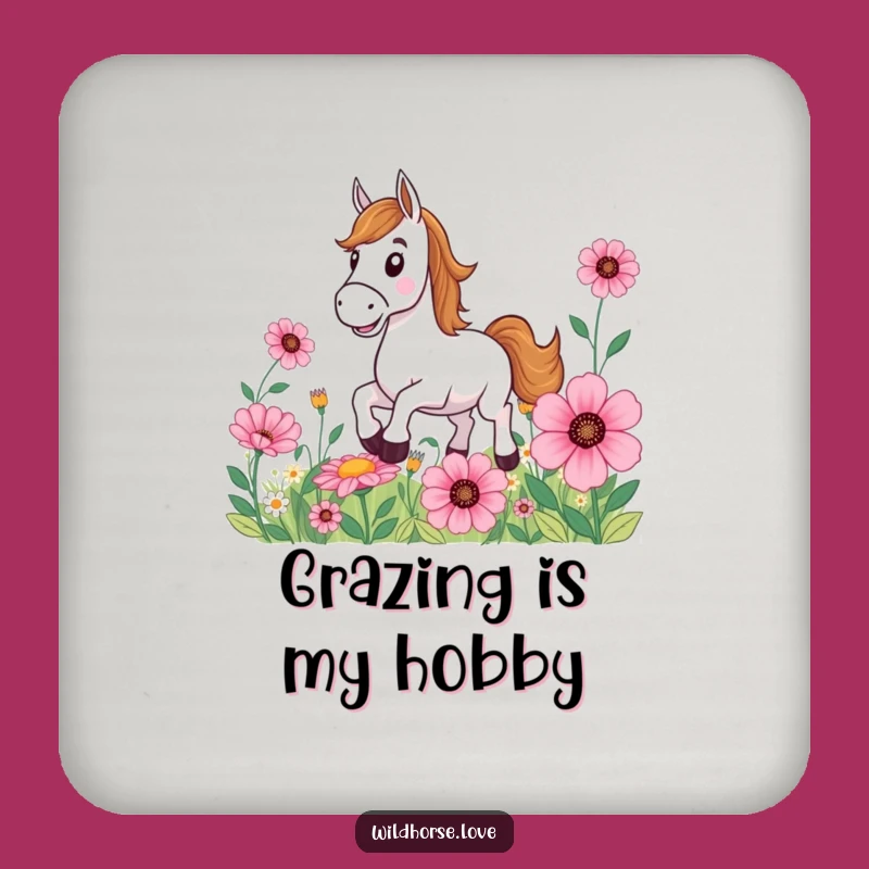 Funny Horse Drink Coaster: Flower Field Gallop Protection, Cute Funny Gift for Tables!