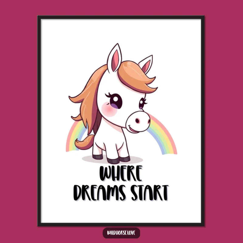 Funny Horse Rainbow Poster: Curious Gaze Art, Charming Funny Gift for Walls!