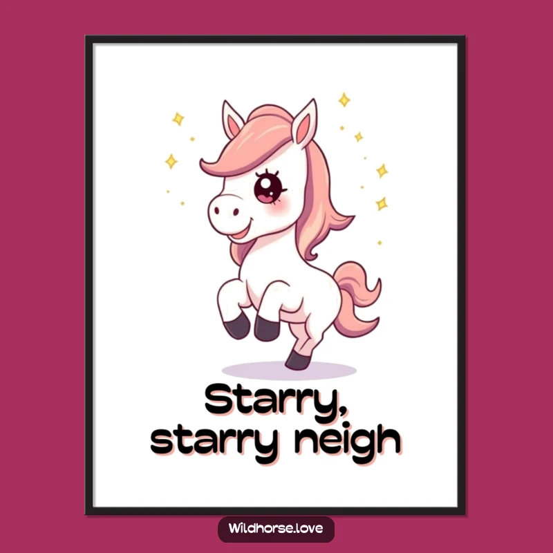 Funny Horse Stardust Poster: Whimsical Magical Horse Wall Art, Decor