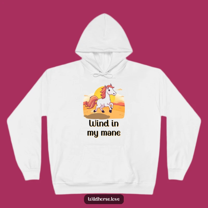 Funny Horse Hoodie: Cozy Equine Sunset Running into Vibrant Sky, Warm Gift
