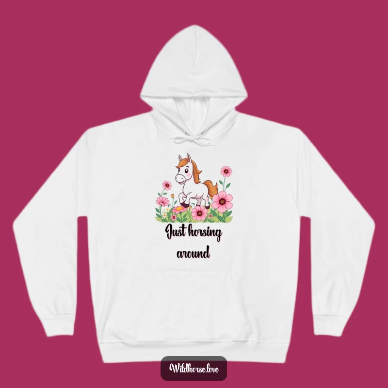 Funny Horse Hoodie: Cozy Gallop through Flowers, Ultimate Funny Gift for Equine Enthusiasts!