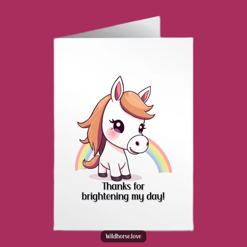 Free Printable Thank You Card: Curious Horse Rainbow Gratitude Greeting