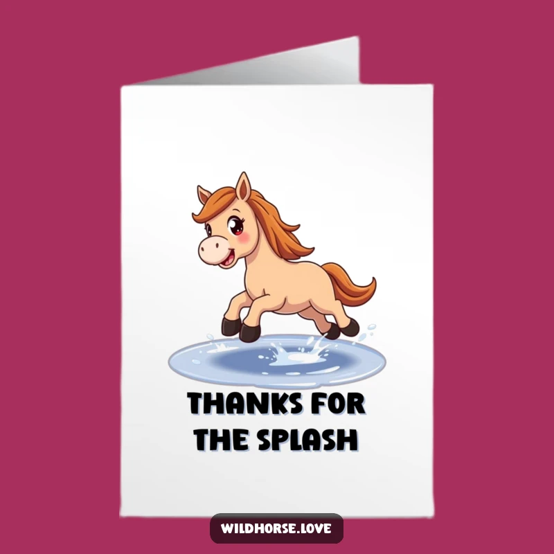 Free Printable Thank You Card: Horse's Joyful Leap, Humorous Downloadable Greeting