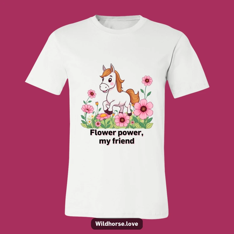 Funny Horse T-Shirt: Happy Gallop in oversized Flowers, Ideal Funny Gift for Horse Lovers!