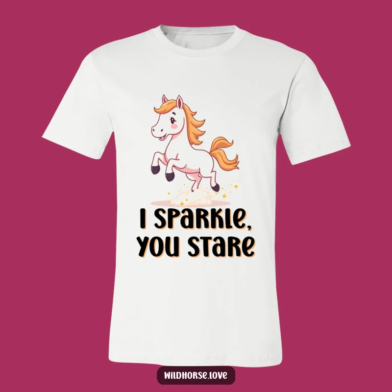 Funny Horse Sparkle T-Shirt: Joyful Dust Kicks, Ideal Funny Gift for Magical Souls!
