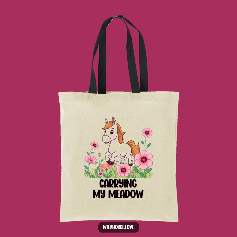 Funny Horse Tote Bag: Garden Gallop Chic, Perfect Funny Gift for Flower and Horse Fans!