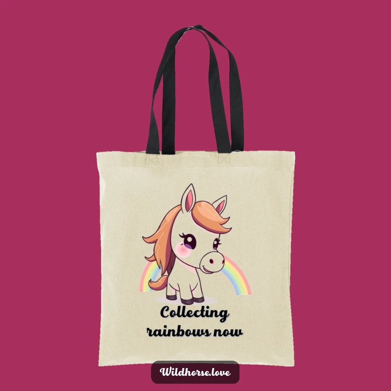 Funny Horse Rainbow Tote Bag: Curious Carry-all, Perfect Funny Gift for Optimists!